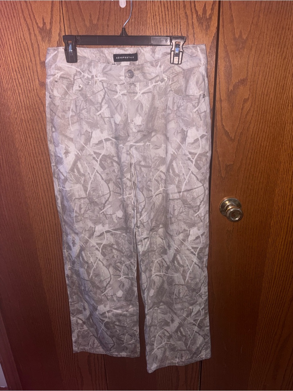 Aéropostale Gray Camo Print Wide Leg Pants